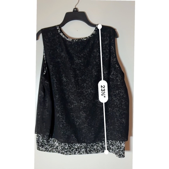 Ellen Tracy Black & White Floral Sleeveless Blouse Top Plus Size XL - Picture 10 of 12